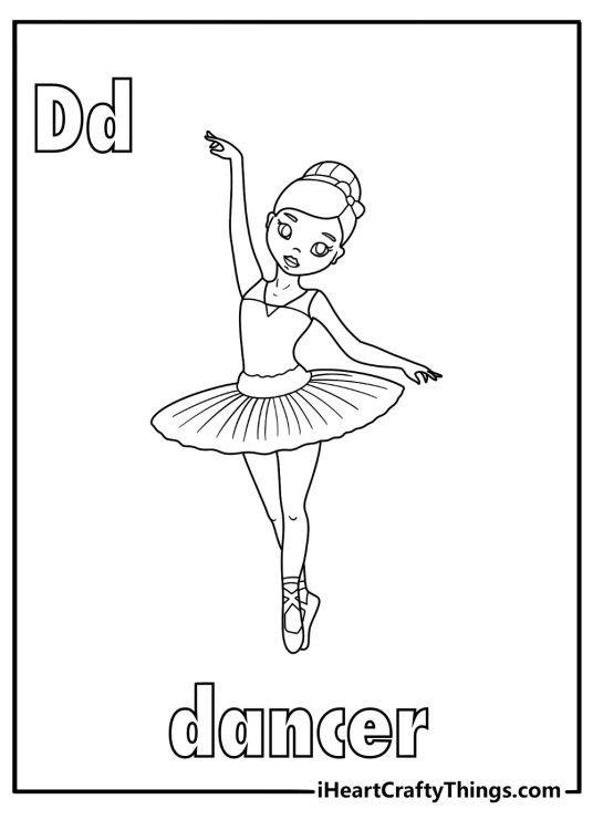 letter d coloring page dancer in tutu