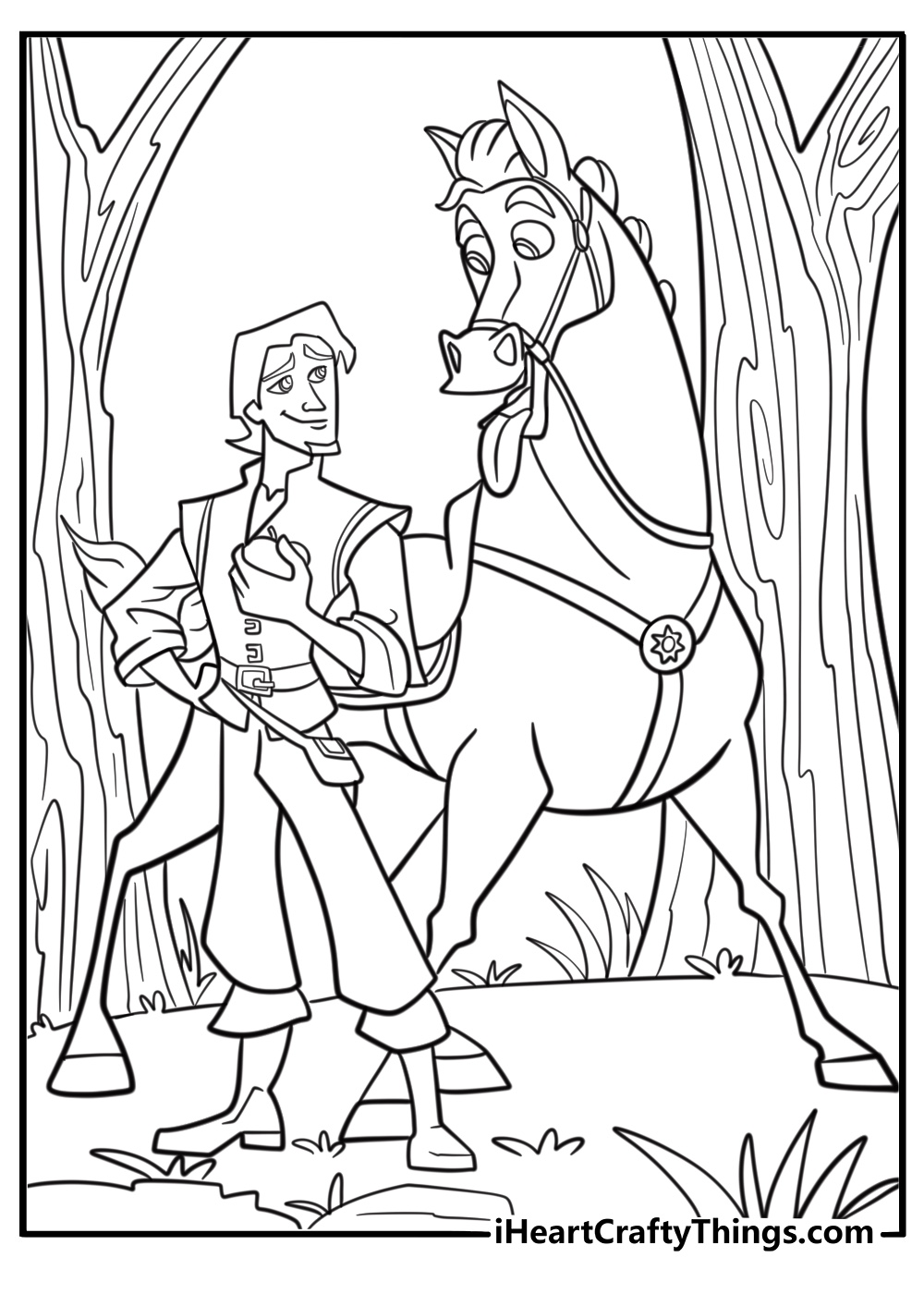 Maximus chasing eugene through the forest free coloring page pdf