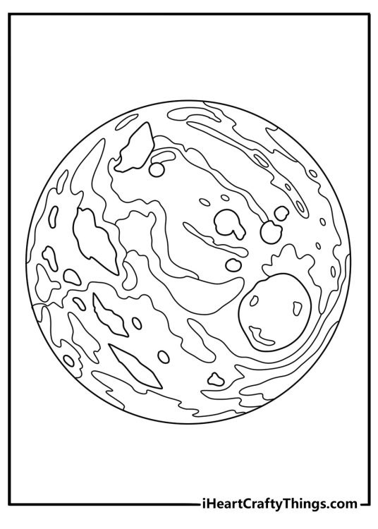 mercury coloring page with craters across a hot rocky surface