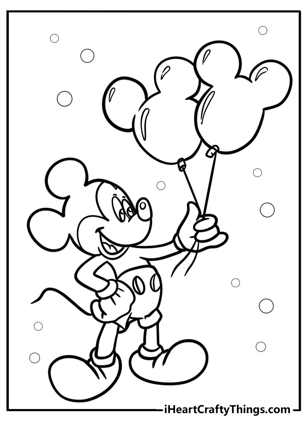 Mickey mouse holding a balloon free coloring page