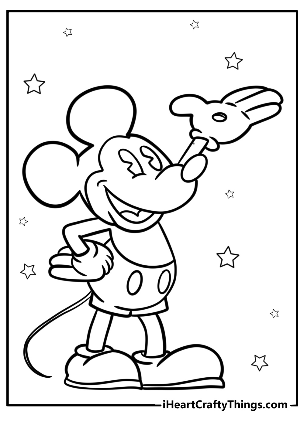 Mickey mouse in his classic outfit fun coloring sheet