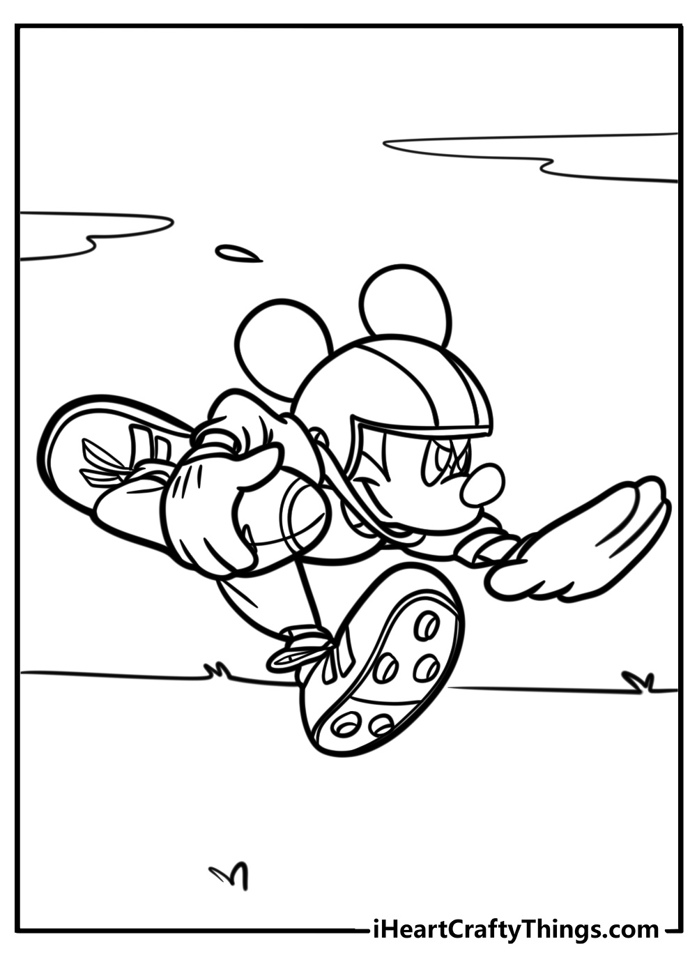 Mickey mouse playing sports printable coloring page