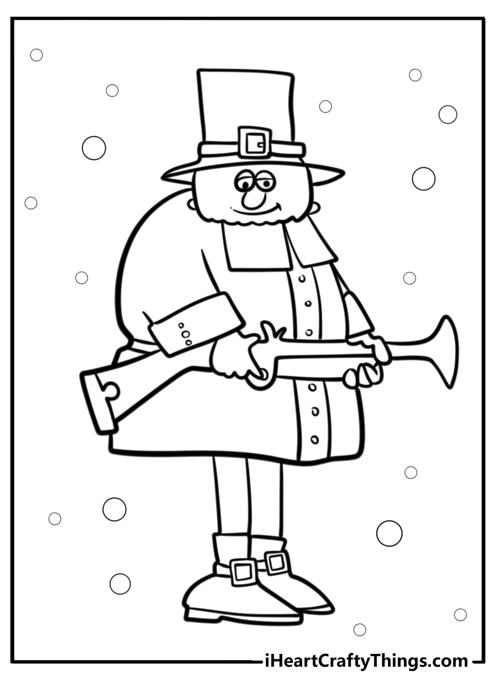 Pilgrim man with musket and hat detailed coloring sheet