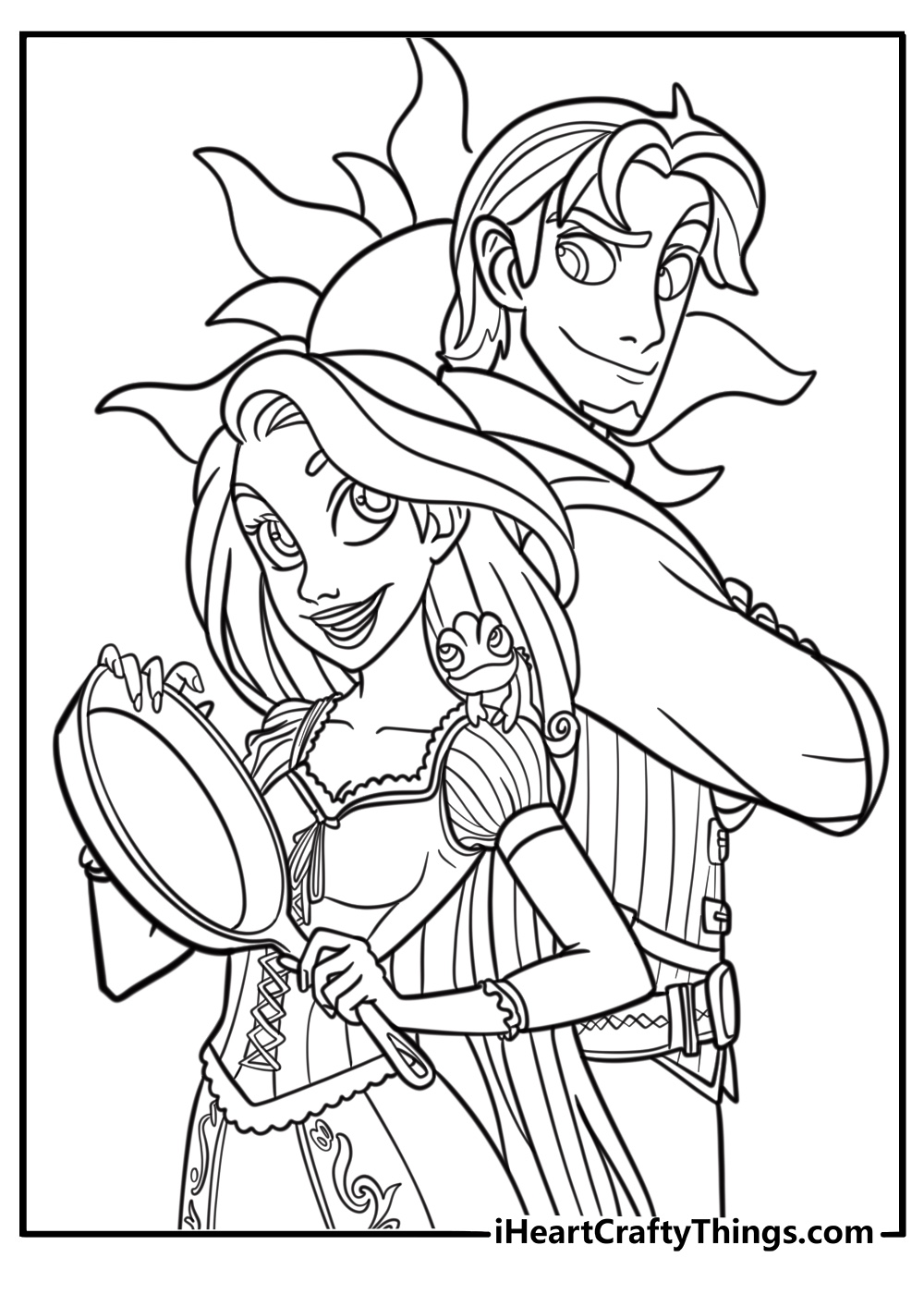 Rapunzel and flynn coloring pages