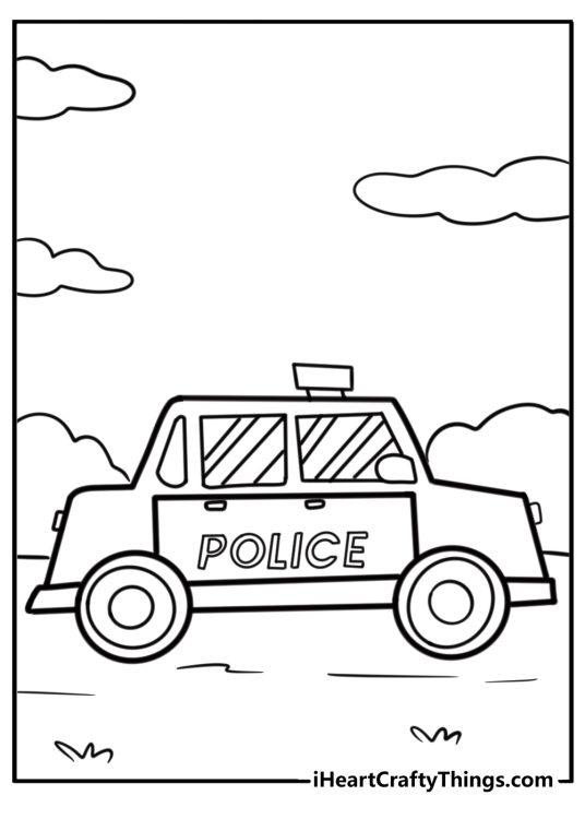 Simple cartoon police car coloring sheet