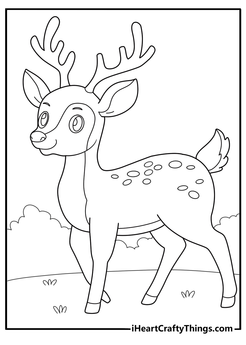 simple deer walking along a forest trail printable coloring page