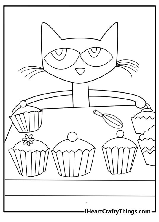 simple pete the cat coloring sheet pete the cat baking cupcakes in a kitchen download for children