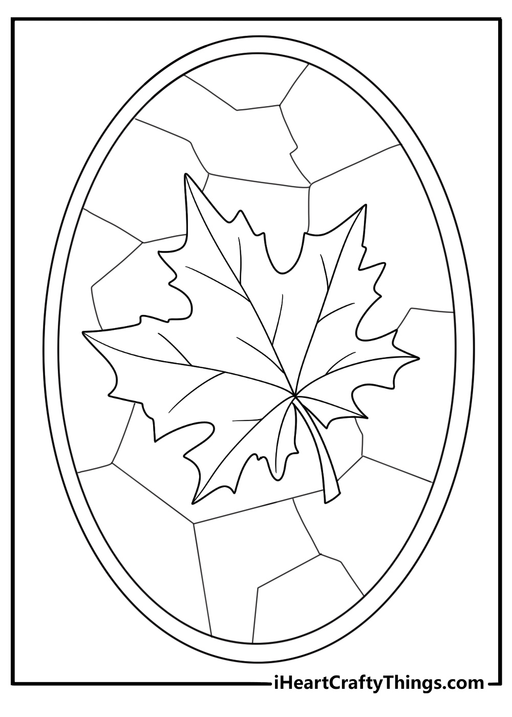 stained glass maple leaf design simple coloring sheet