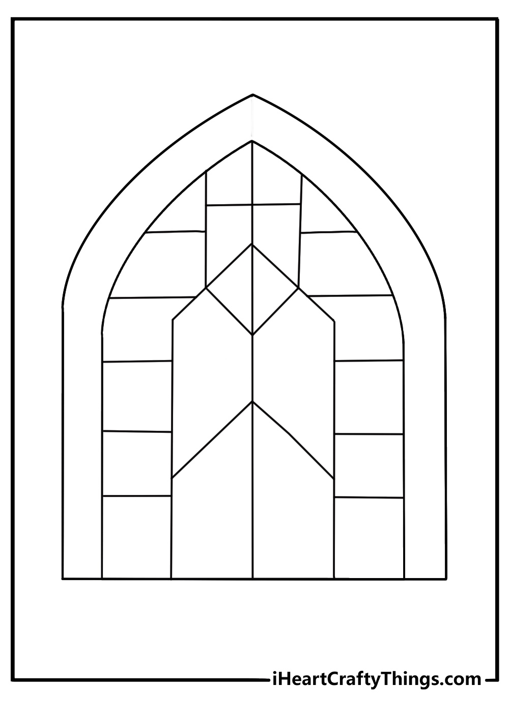 stained glass window with abstract geometric design coloring sheet