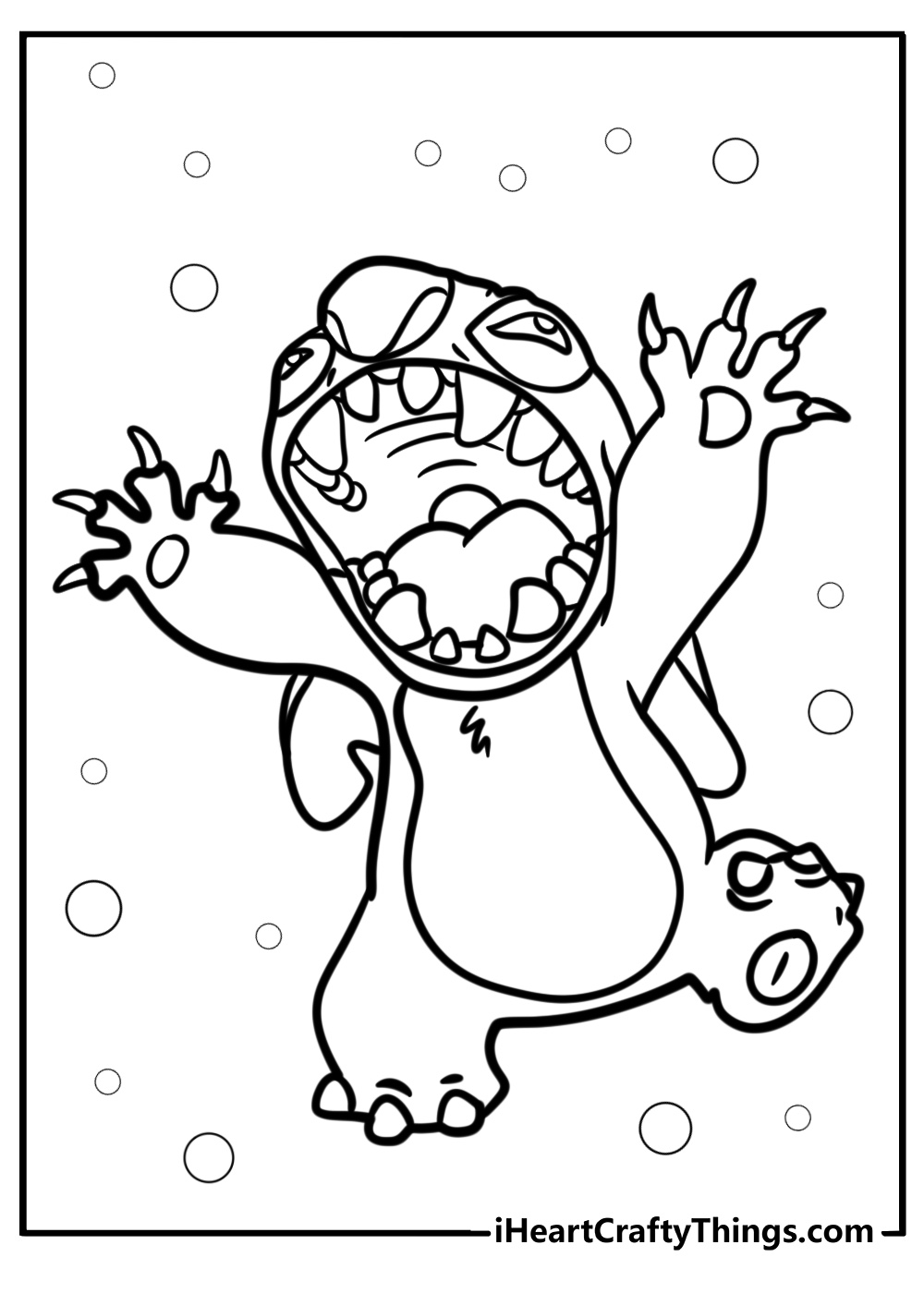 Stitch making a funny face detailed coloring sheet