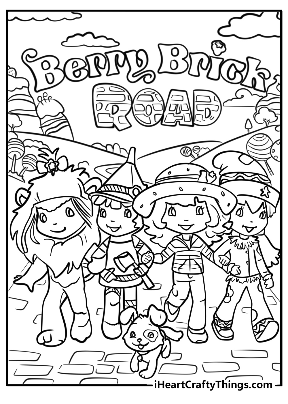 Strawberry shortcake coloring page and the berry brick road