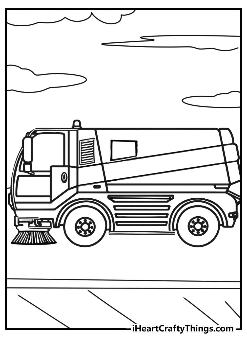 Street sweeper coloring page