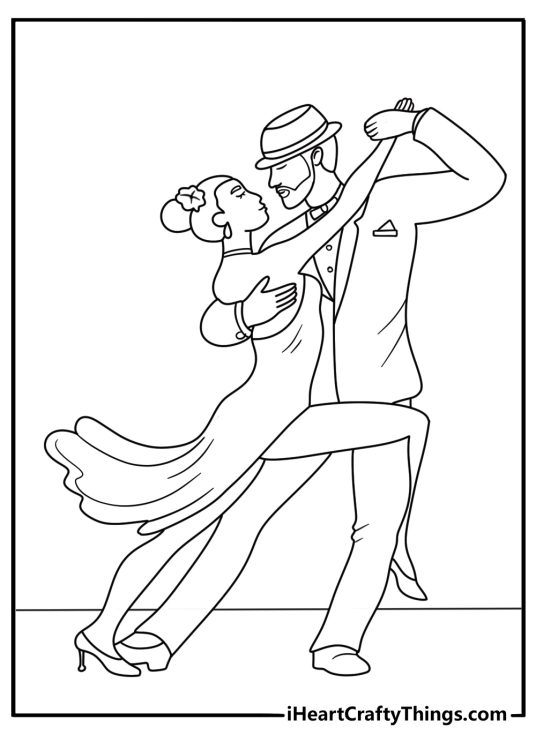 tango dancing coloring page
