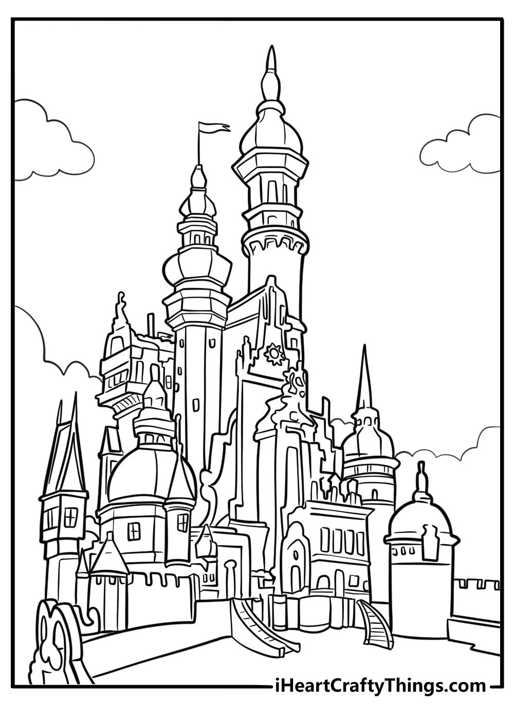 The kingdom of corona castle standing tall fun tangled coloring sheet