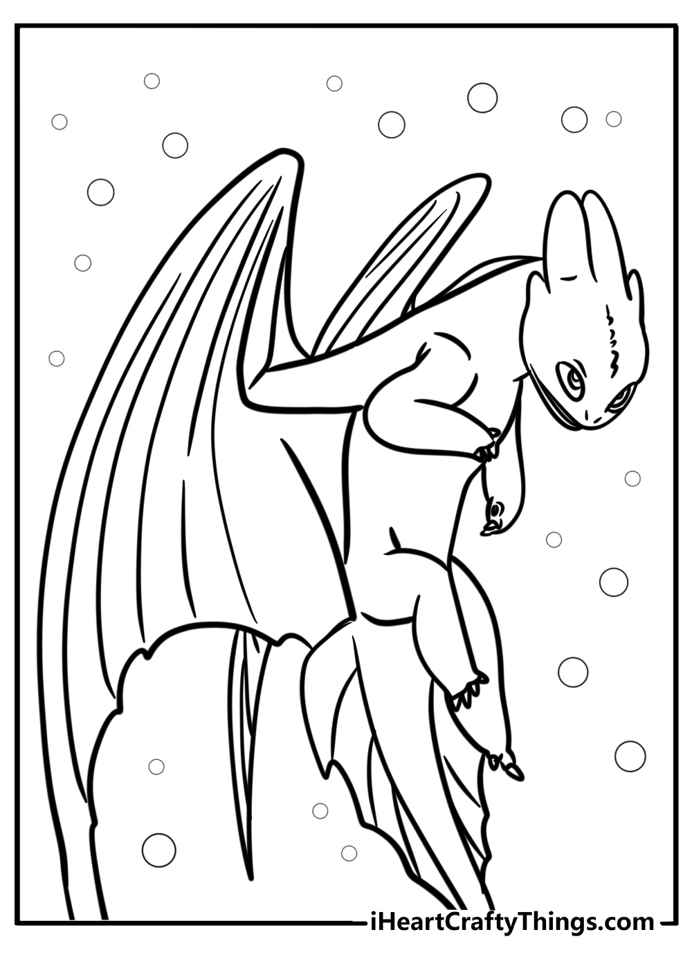 Toothless showing off his dragon wings fun coloring sheet