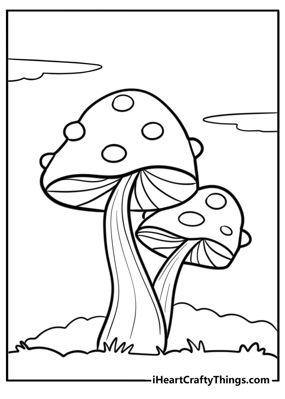 Two mushrooms growing together free coloring page pdf