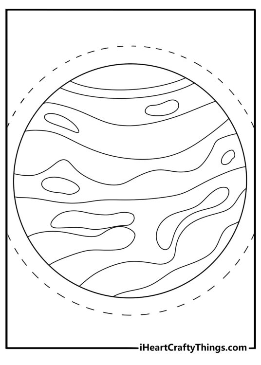 venus coloring page with thick clouds around the planet