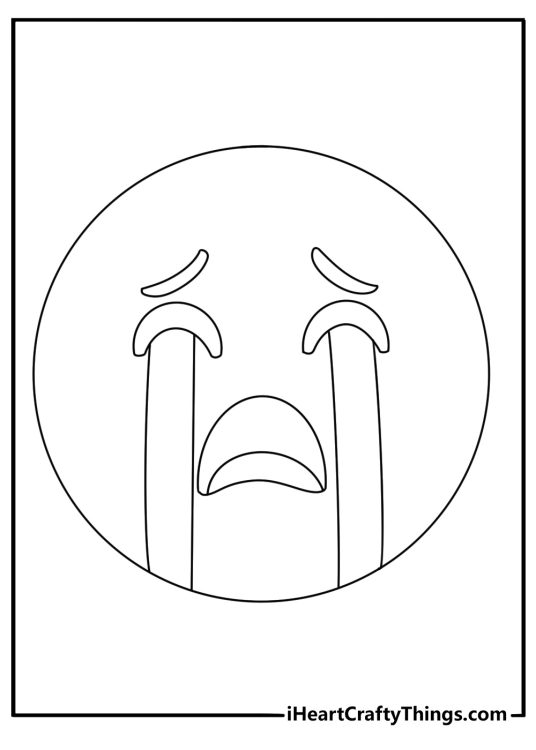 A crying face appears in this free printable for kids