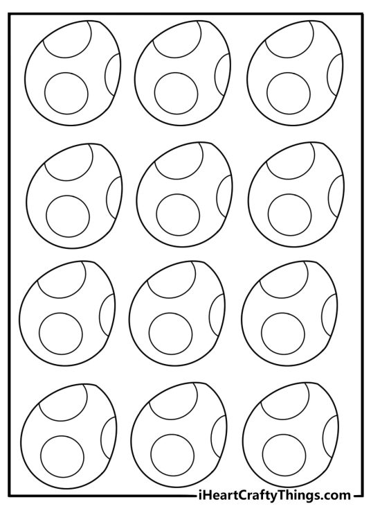 A row of colorful Yoshi eggs fills this easy printable