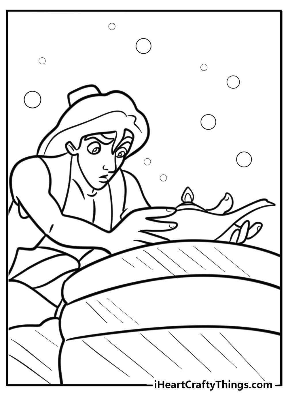 Aladdin reaching for the magic lamp free printable coloring page