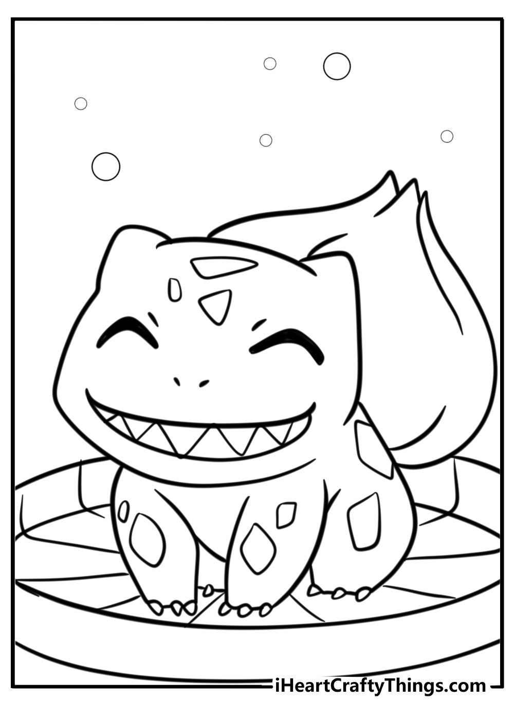 Bulbasaur with a cute grin free coloring page PDF