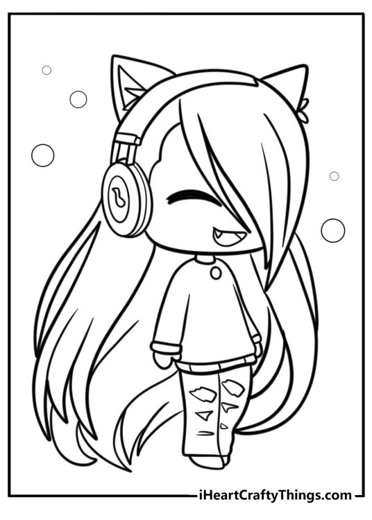 Cute Gacha Life girl with long hair coloring sheet