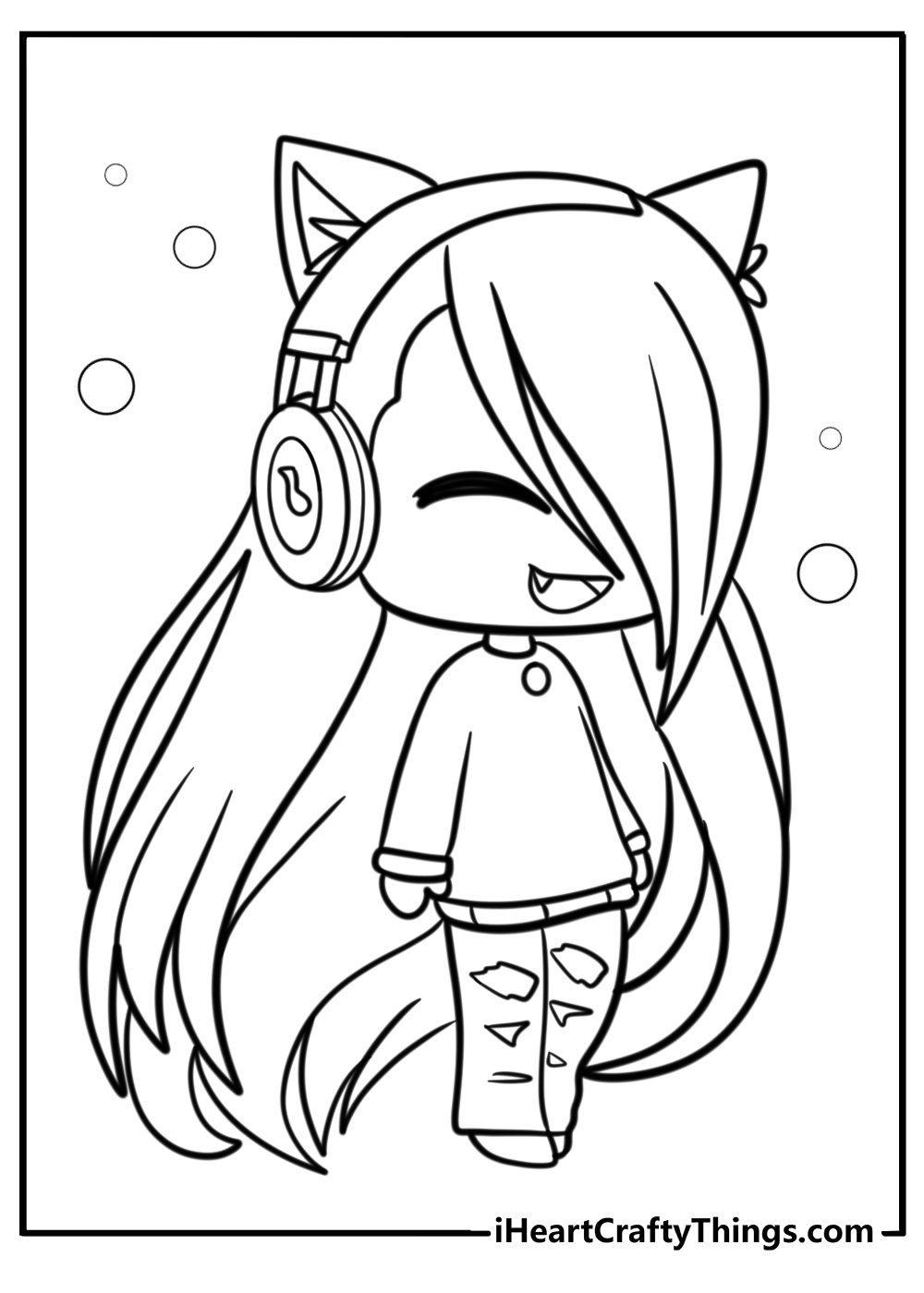 Cute Gacha Life girl with long hair coloring sheet