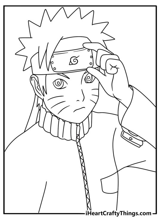 Cute Naruto coloring page with young Naruto wearing his ninja headband