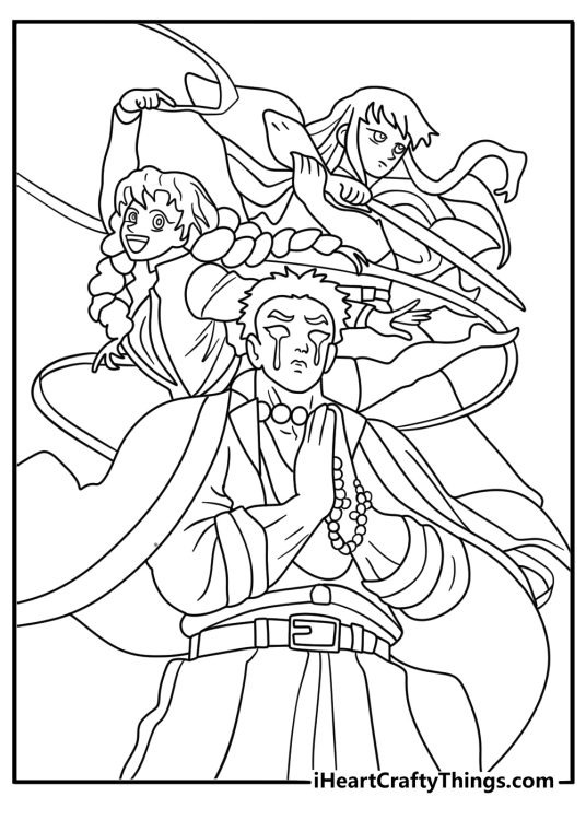 Demon Slayer Hashira group coloring page