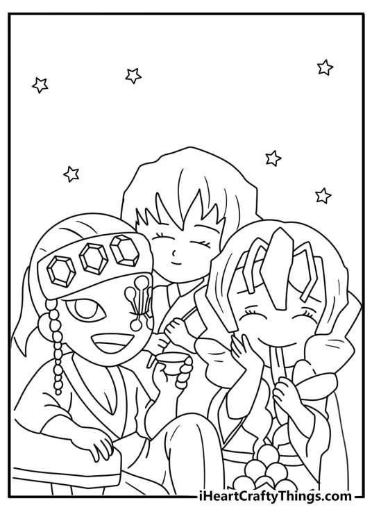 Demon Slayer Japanese festival coloring printable