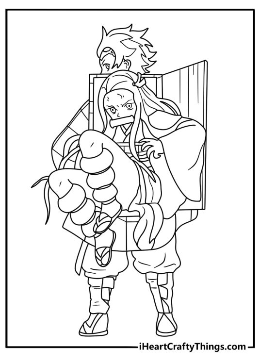 Demon Slayer anime duo coloring page