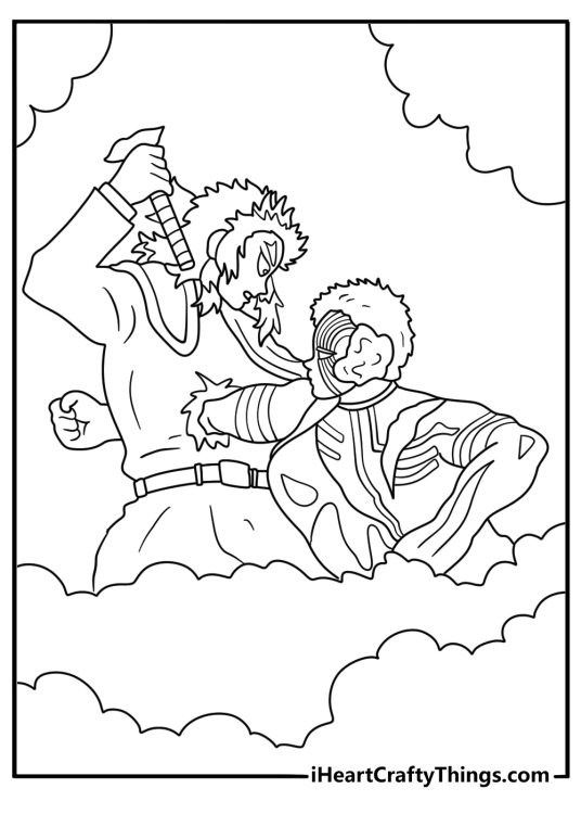 Demon Slayer battle scene coloring page