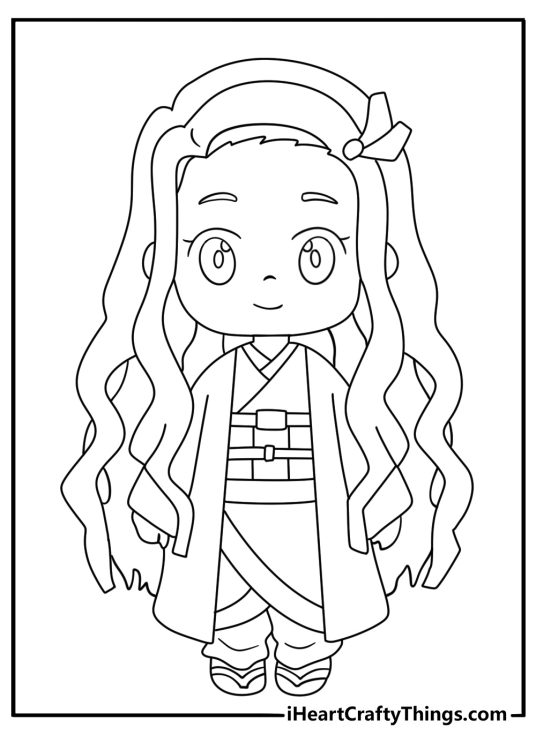 Demon Slayer cute anime coloring printable