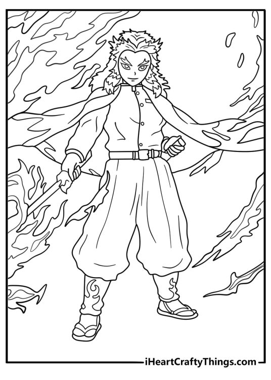 Demon Slayer flame breathing coloring sheet