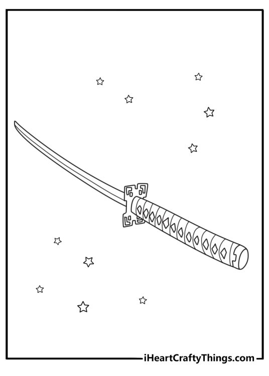 Demon Slayer katana close up coloring page