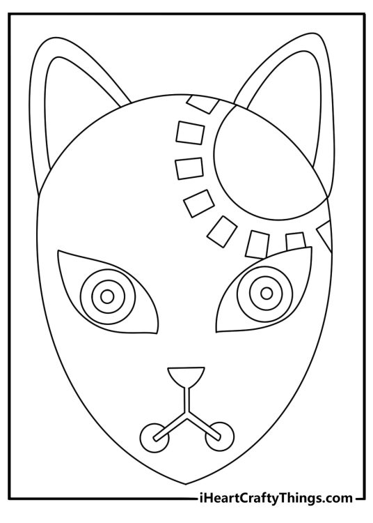 Demon Slayer mask design coloring printable