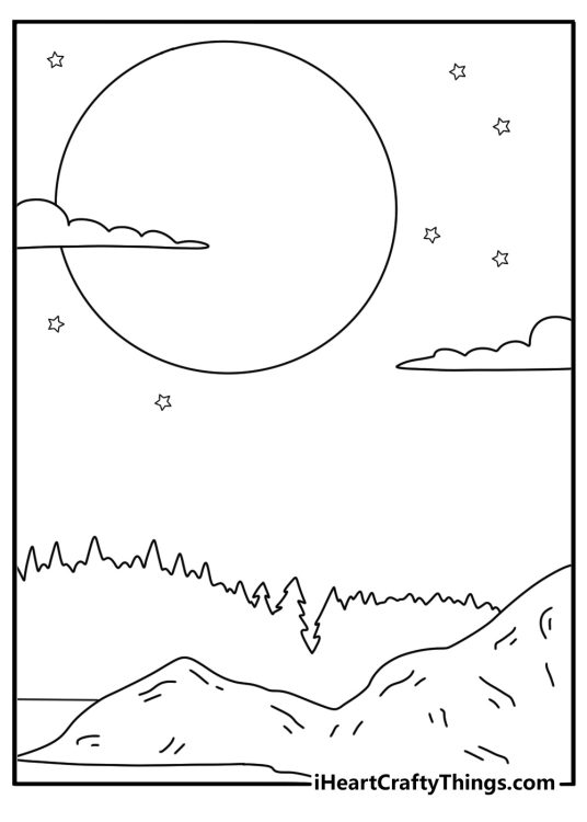 Demon Slayer night forest coloring printable