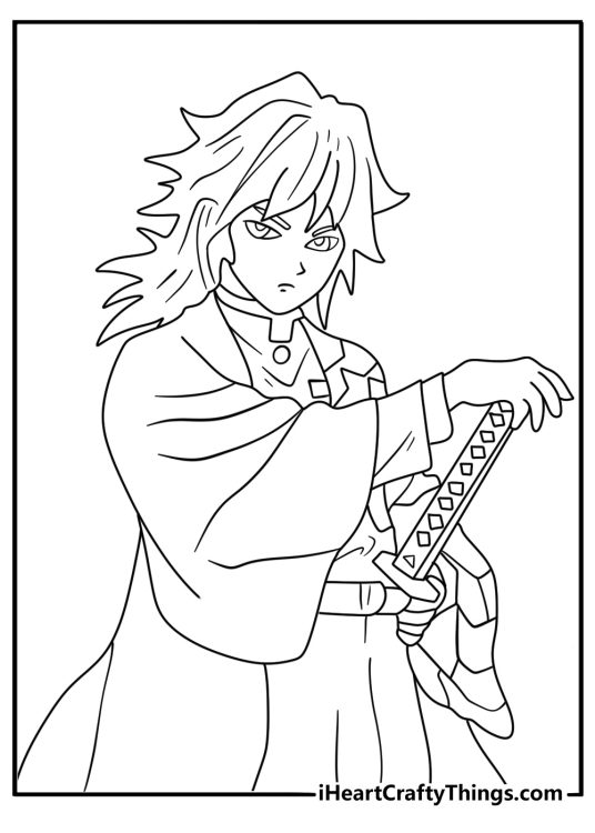 Demon Slayer samurai stance coloring sheet