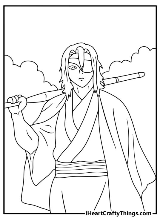 Demon Slayer sword training coloring printable