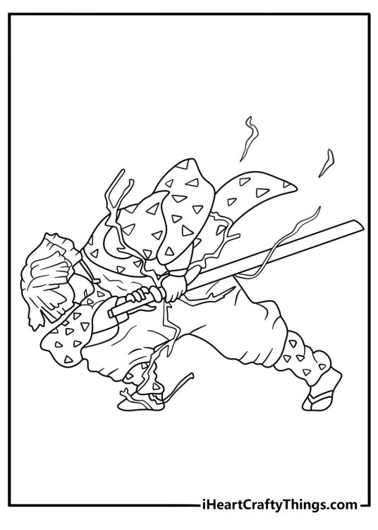 Demon Slayer thunder breathing coloring page