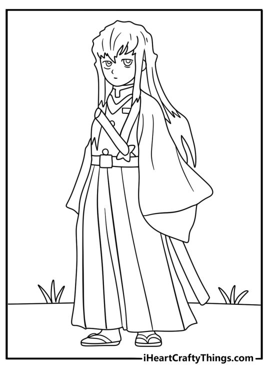 Demon Slayer training arc coloring sheet