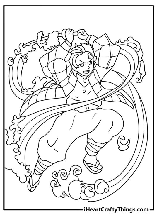 Demon Slayer water breathing coloring page