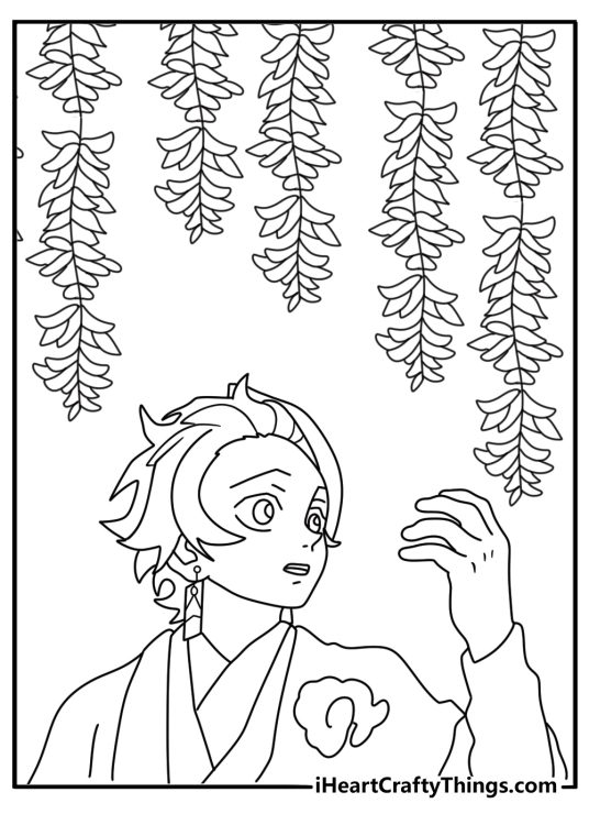 Demon Slayer wisteria garden coloring printable