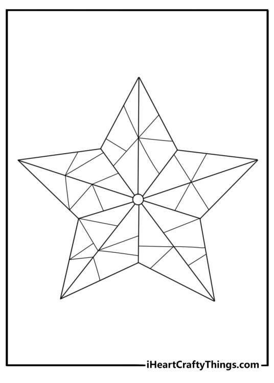 Detailed star printable with mosaic lines inside a bold star shape