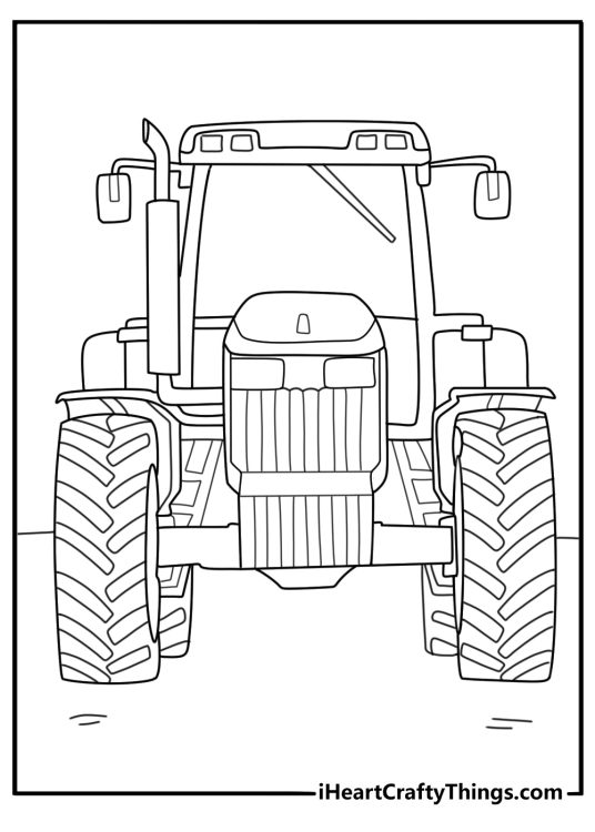 Diesel tractor with exhaust stack and wide fenders advanced coloring page for adults