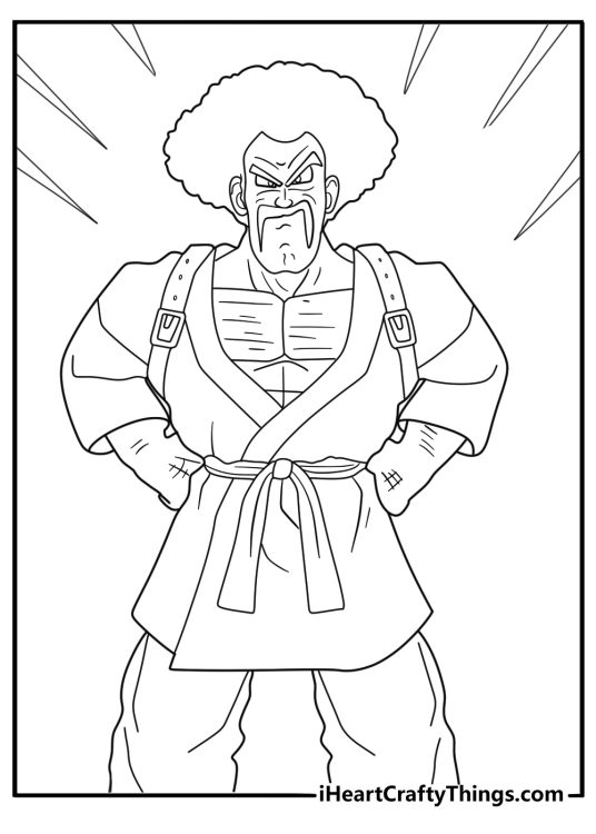 Dragon Ball coloring sheet of Hercule Mr Satan looking proud