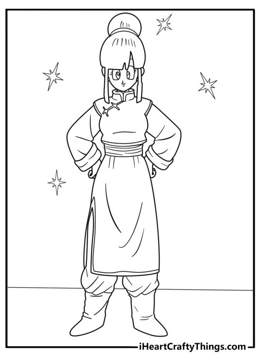 Dragon Ball printable page of Chi Chi in traditional outfit