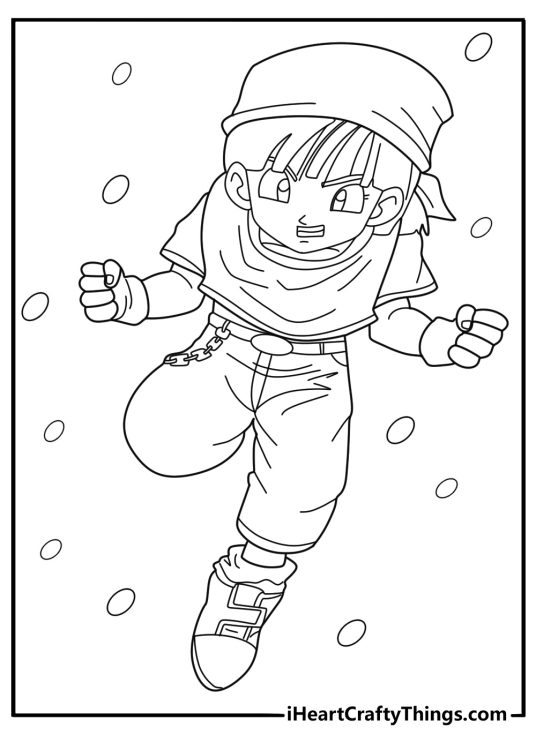 Dragon Ball printable showing Pan in action pose