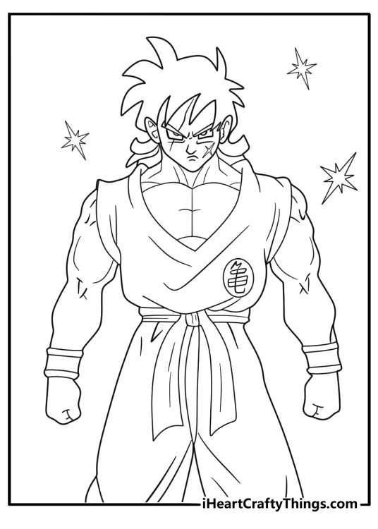 Easy Dragon Ball printable page showing Yamcha with scars