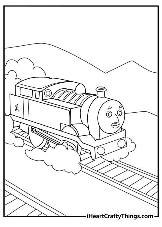 Edward hauling freight cars at the docks coloring page pdf